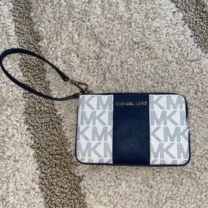 Micheal Kors Blue and White Wristlet Wallet